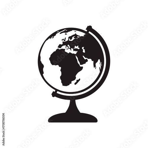Black silhouette of a globe on a stand