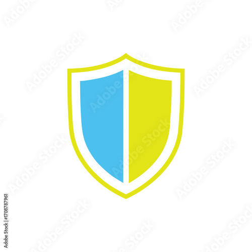 Simple shield icon with blue and yellow halves