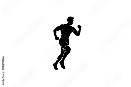 Athlete sportsman silhouette strong male. Vector illustration.
