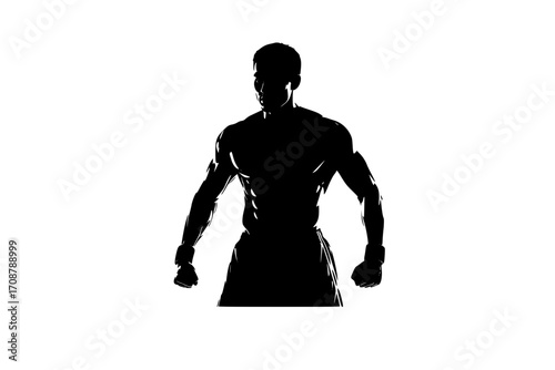 Athlete sportsman silhouette strong male. Vector illustration.
