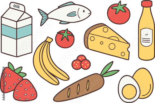 Healthy food variety vector illustration scalable eps for stock design elements vector