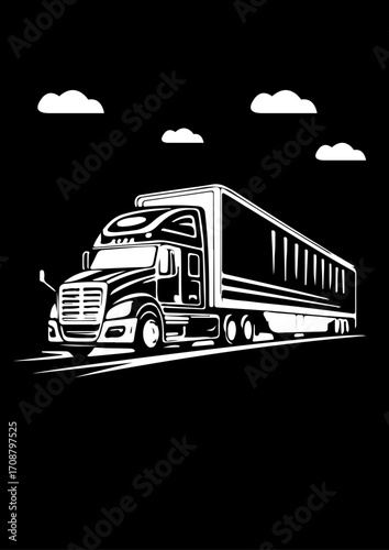 Heavy Duty Lorry Graphic on Black Background