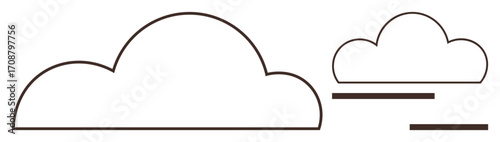 Simplistic cloud design with bold outline and horizontal wind streaks. Ideal for weather, nature, forecasting, internet, communication, data storage, eco-awareness. A clean simple flat metaphor