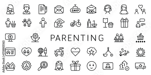 Vector icons set of alphabet, people, and business symbols with numbers and arrows