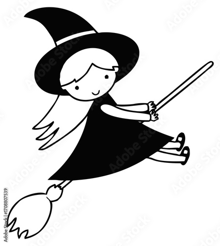 halloween witch with broom