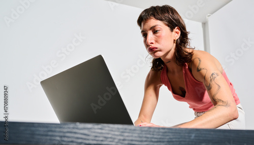 Focused and overwhelmed exhales at work