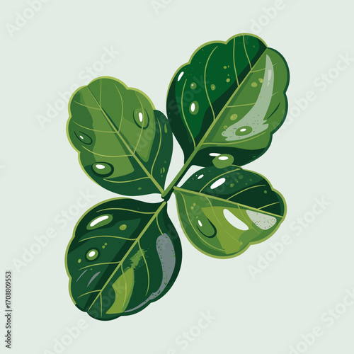 Fresh Basil Leaves Vector Illustration
