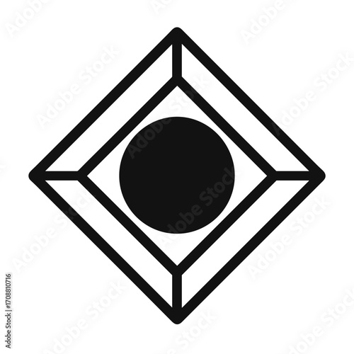 Geometric Eye Symbol Flat Icon, Black and White, Transparent Background