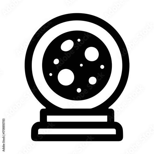 Mystic Crystal Ball Flat Icon, Black and White, Transparent Background