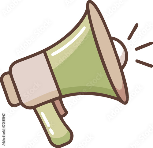 Cartoon megaphone icon announcing news sound waves communication concept graphic