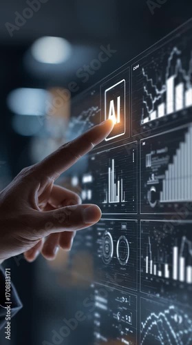 AI Dashboard for Business Data Analysis. Data Management System with KPI Metrics for Finance and Technology.