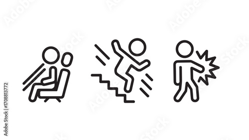 Vector art of set of icons representing safety and accidents