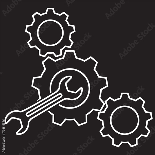 Service, repair and tool icons set. Wrench, screwdriver, hammer and gear icon.