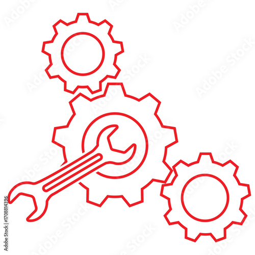 Collection of industrial pipe wrench and spanner tool icons in silhouette