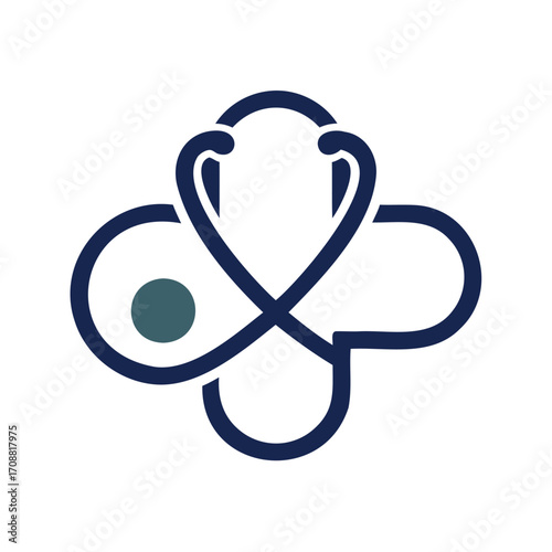 Abstract medical symbol combining stethoscope and cross