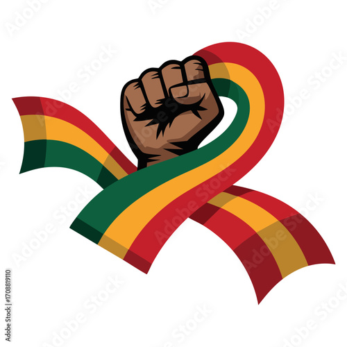 Afro American raising hand protest gesture vector illustration. Ideal for social activism, equality, civil rights, demonstration, and empowerment themed designs.