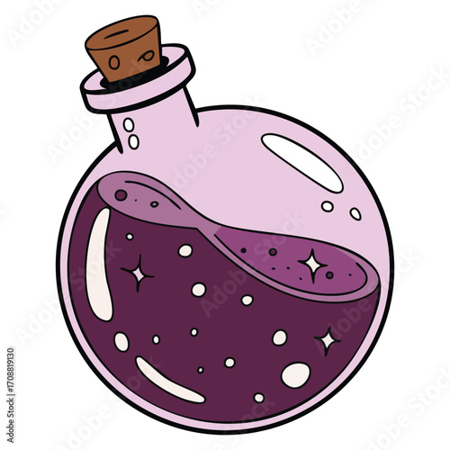 Alchemy potion colored flask vial vector illustration suitable for fantasy graphics magical projects mystical artwork and game design visuals