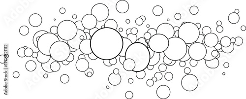 Abstract pattern of diverse sized circles creating a sense of dynamic flow and connection