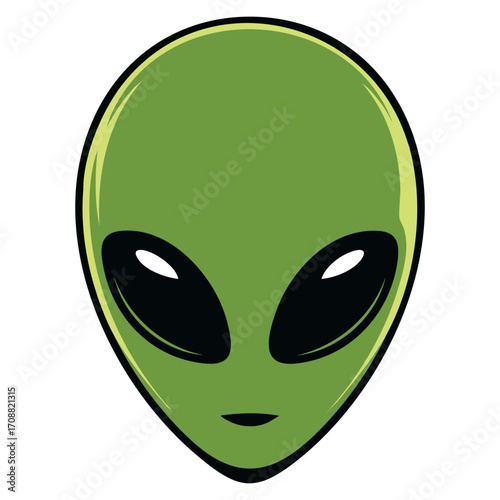 Isolated cute alien avatar in vector illustration style, perfect for cartoon designs, sci fi themes, extraterrestrial visuals, funny character icons, and artwork