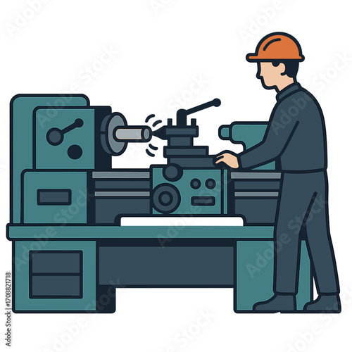 During metallurgical production, a lathe or cutting machine