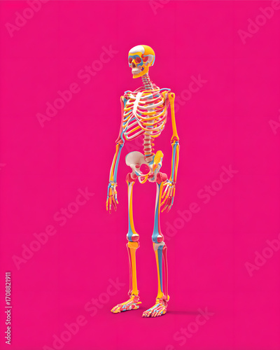 Detailed Human Skeleton Anatomy Illustration.