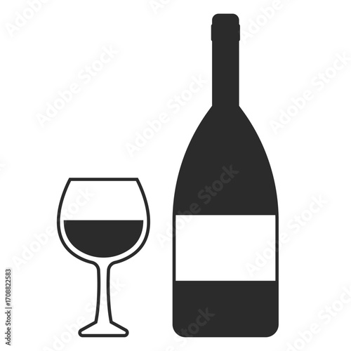ワインのグラスとボトルのイラスト