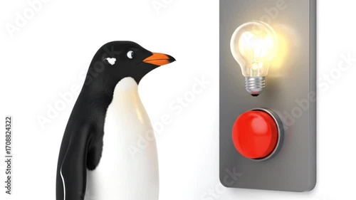 A pinger is pressing a button to turn the light bulb on and off, accompanied by an animation, all against a white background.