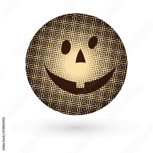 Halloween spooky face halftone scary face funny face symbol vector illustration