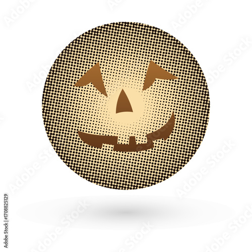Halloween spooky face halftone scary face funny face symbol vector illustration