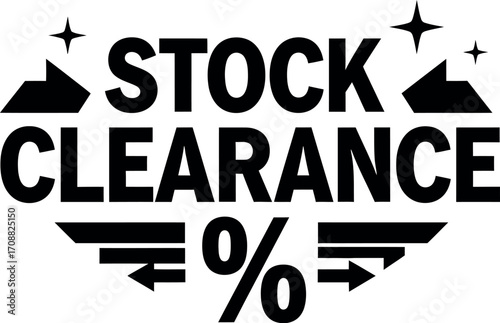 Bold graphic announcing a clearance sale with percentage off, perfect for retail promotions.