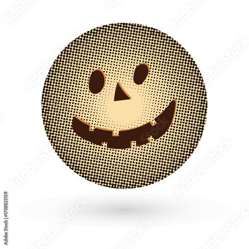Halloween spooky face halftone scary face funny face symbol vector illustration