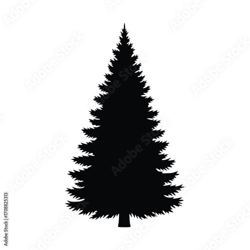 Silhouette vector of a detailed pine tree ideal for forest and nature graphics silhouette