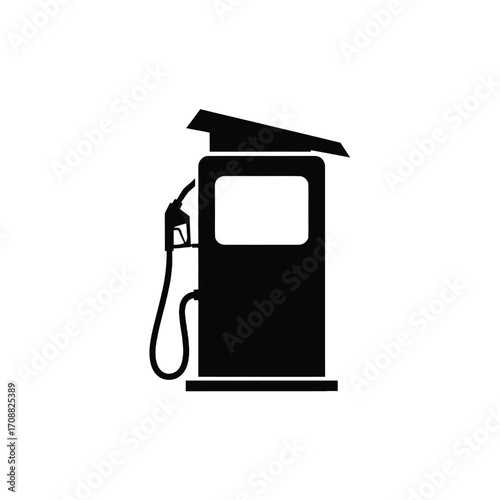 Iconic silhouette of a modern gas pump fueling station service machine silhouette