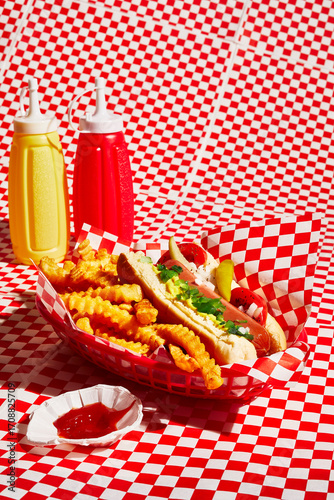 Chicago Hot Dog on Checkered Paper