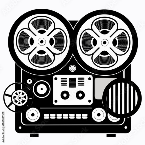Creative details reel to reel Tape Player machine Vector Illustration