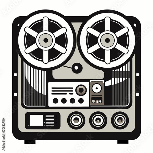 Creative details reel to reel Tape Player machine Vector Illustration