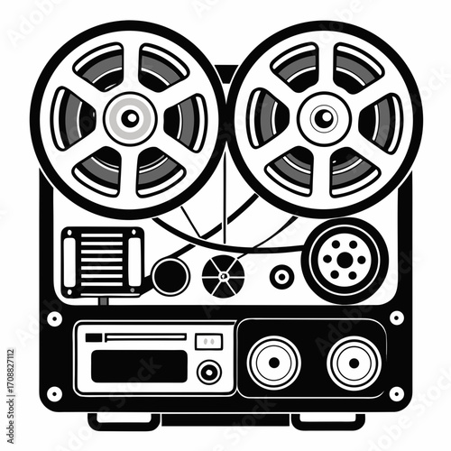 Creative details reel to reel Tape Player machine Vector Illustration