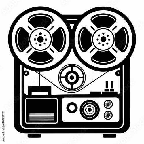 Creative details reel to reel Tape Player machine Vector Illustration