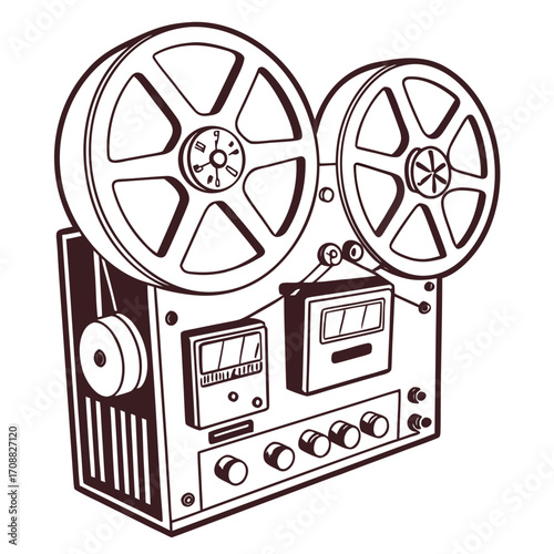 Creative details reel to reel Tape Player machine Vector Illustration