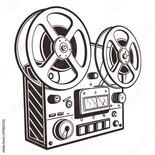 Creative details reel to reel Tape Player machine Vector Illustration
