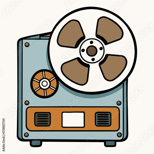 Creative details reel to reel Tape Player machine Vector Illustration