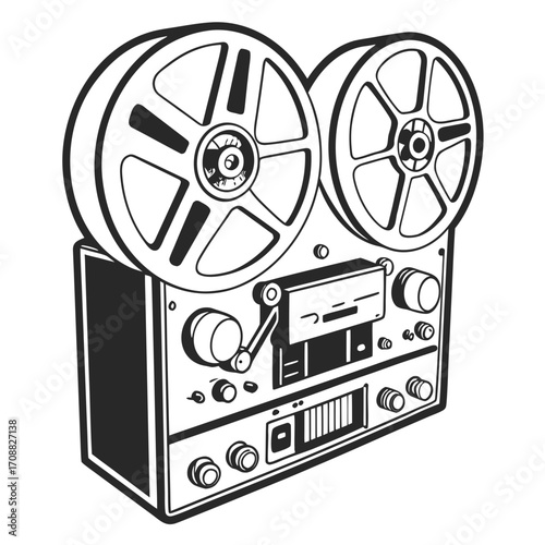 Creative details reel to reel Tape Player machine Vector Illustration