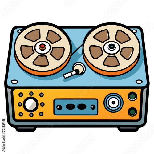 Creative details reel to reel Tape Player machine Vector Illustration