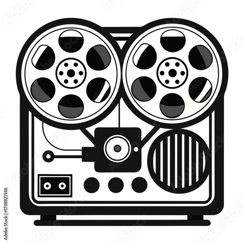Creative details reel to reel Tape Player machine Vector Illustration