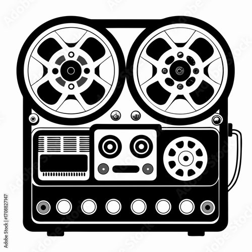 Creative details reel to reel Tape Player machine Vector Illustration