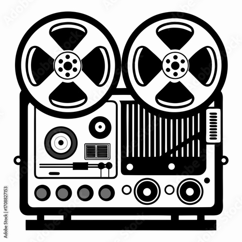 Creative details reel to reel Tape Player machine Vector Illustration