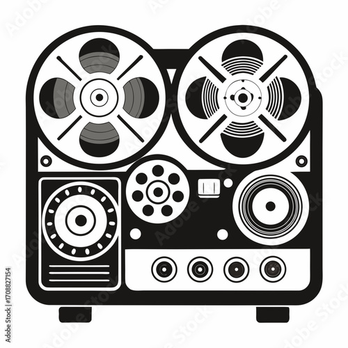 Creative details reel to reel Tape Player machine Vector Illustration