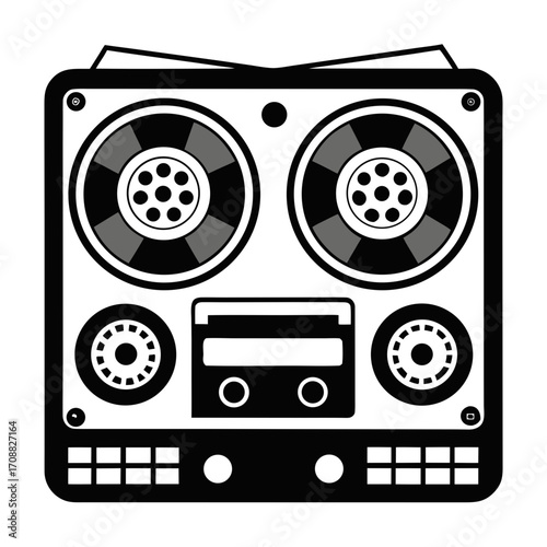 Creative details reel to reel Tape Player machine Vector Illustration