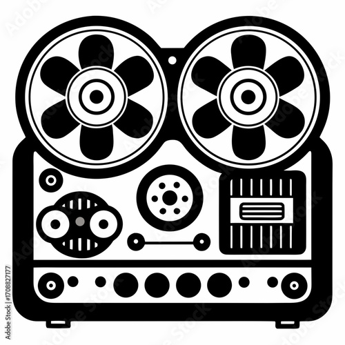 Creative details reel to reel Tape Player machine Vector Illustration