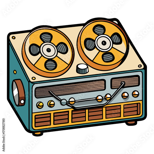 Creative details reel to reel Tape Player machine Vector Illustration